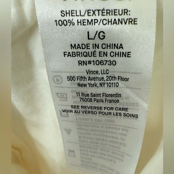 Vince Men's Cream Lightweight Hemp Pant Chinos Beach Resortwear - Picture 10 of 12